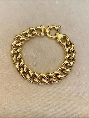 Veronese 18K Over Sterling Silver Chunky Link Bracelet 925
